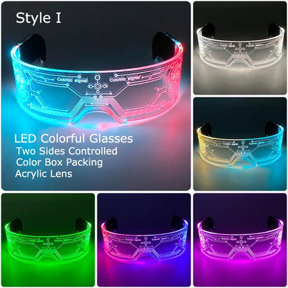 LED Glasses Colorful Neon Luminous Glasses Change Color Light Up Glasses Rave Costume Party Decor DJ Glasses Performance Props